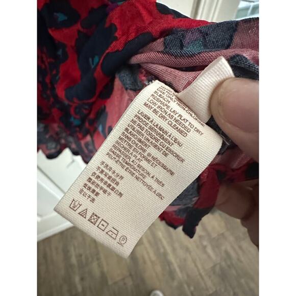 Free People Women's Red Floral Love Letter Oversized Tunic Blouse Size Small - Picture 7 of 11